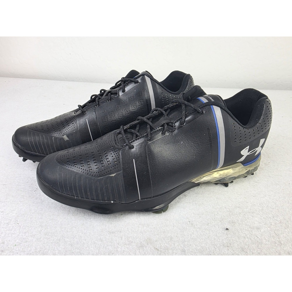 Under Armour Spieth One Men's Size 10.5 Black Blue Soft Spiked Golf Shoes *READ*